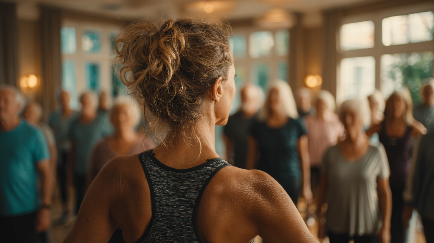 Активні люди старшого віку займаються творчим фітнесом